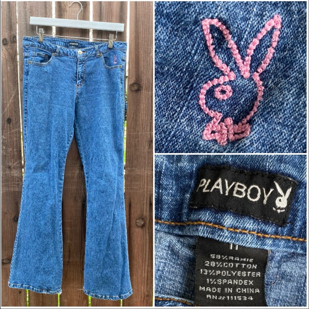Playboy Denim Bootcut Distressed Jeans Vintage VTG